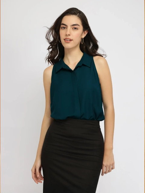 Button Down Top - Green