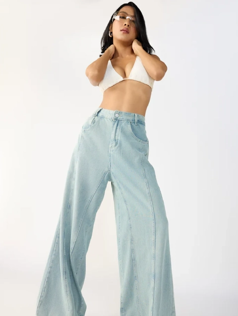 Women Baggy Fit High-Rise Heavy Fade Jeans 2