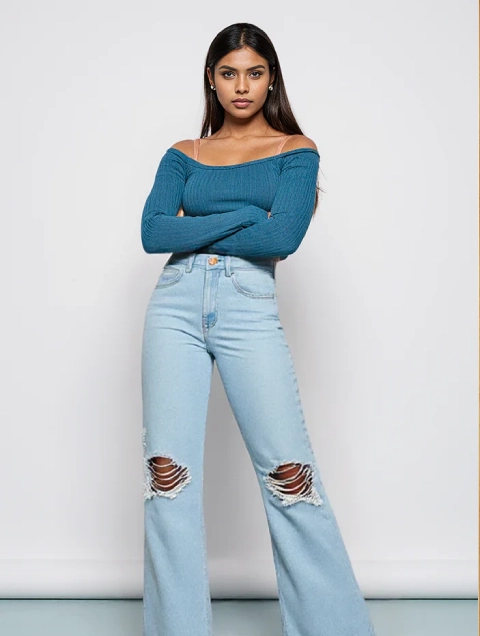 Navy Blue Women High Rise Denim Jeans Solid Regular Fit 1