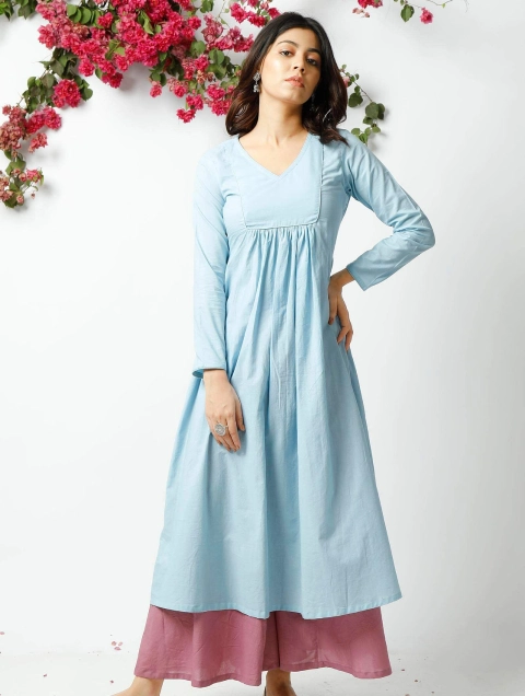 Pink Polyester Straight Kurti 2
